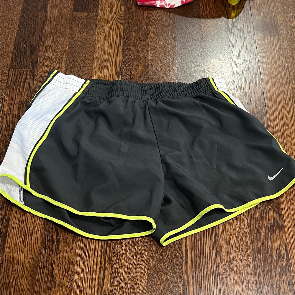 Nike Women's Black and White Athletic Shorts with Neon Accents